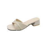 Breakj Small Vintage Brown Coarse Heel Wearing Slippers Women In The Summer Of 2025 Lazy People With A Word Of Cool Drag Muller