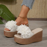 Breakj New Thick-Soled Slippers Women's Shoes Large-Size One-Size-Type Flower Waterproof Table Thick-Soled
