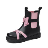 Winter Autumn Vintage Girls Cosplay Lolita Boots Slip On Women Black Gothic JK Uniform Platform Shoes Heart Shape Cross