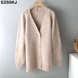 spring autumn sweater long sweater Cardigan Women v-neck Knitted Jacket Cardigan Sweater Female elegant Coat out