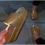Bling Slippers Flatform Summer Women Crystal Slipper Glitter Flat Outdoor Ladies Slides Beach Shoes Female Fashion