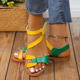 Breakj Red Candy Color Large-Size Casual Sandals 2025 Summer New Women's Shoes Magic Stick Beach