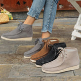 Breakj Size Summer And Autumn New Thick Bottom Short Tube Front Lace-Up Casual Solid Color Martin Boots