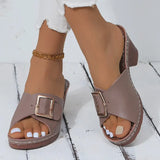 Breakj Mouth Slippers Women 2025 Summer New Size Coarse And Fang Buckle Type High Heel