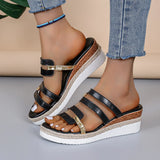 Breakj New Plus Size Female Sandals Slippers Summer Color Wedge Roman Shoes Women's Platform