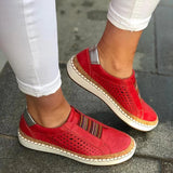 Women Slip on Sneakers Shallow Loafers Vulcanized Shoes Breathable Hollow Out Casual Ladies Shoes Woman Plus Size