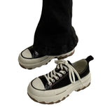 Breakj Platform Canvas Shoes Women's Round Head Belt Comfortable Increased Platform Women's Shoes Broadcast Room Hot