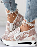 42 Female Wedge Shoes Mesh Breathable Shoes Women blue white Platform Sneakers Women Height Increasing Wedges Shoes