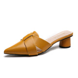 Semi-Slippers Women Wear 2023 Summer Fashion Online Celebrity Thick-Heeled Lazy High-Heeled Shoes Ins