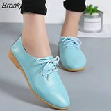 Shoes Women Shoes Flats Leather Shoes Female Fashion Casual Comfortable Women Shoes Solid Lace-up Summer Shoes