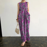 Oversized Casual ZANZEA Loose Vestido Maxi Long Robe Femme 2022 Summer Sleeveless Beach Sundress Bohemian Printed Women
