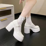 2024 New Waterproof Platform High Heels Women's Thick Heels Black Sexy Catwalk Cheongsam Professional Women's Singles
