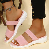 New Sandals Women Shoes Summer Peep Toe Shoes For Women Light Slippers Solid Color Casual Wedge Sandals Zapatillas