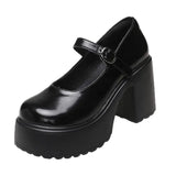 White Platform Pumps for Women Super High Heels Buckle Strap Mary Jane Shoes Woman Goth Thick Heeled Party Shoes