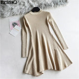Autumn Winter black Sweater Dress Women o-neck Long Sleeve A Line thick Knit mini Dress female girl short bodycon