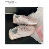 Women's Shoes Half Slippers Flat Bottom Lace-Up Loafers Ladies Casual Outdoor Lazy Shoes Light Solid Color Flat