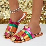 Breakj Red Candy Color Weaving Large-Size Flat-Bottomed Beach Cool Drag 2025 Summer New Women's Drag Casual