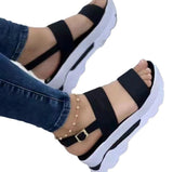 Summer New Large Size Women's Shoes Wide A Word With Sweet Wind Platform