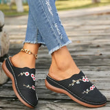 Breakj Wind Flowers Baotou Slippers Women's Shoes Large-Size Round Head Head And Fashion Wear Half