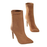 Suede Pointed Toe Women Ankle Boots Leopard Fashion Hoof High Heel All Match Short Woman Shoes Fur Boots Size