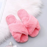 Women House Slippers Faux Fur Fashion Warm Shoes Woman Slip on Flats Female Slides Black Pink cozy home furry