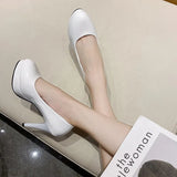 Breakj Night Scene Ultra-High Heel Patent Skin Hates High-Skinned High-Mouth Round-Headed Single Shoes Dress Professional Waterproof Table High