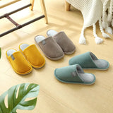 and Women's Cotton Slippers, Home Autumn and Winter, Indoor Warmth, Non-slip Thick-soled Wool Slippers,