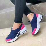 Casual Shoes Solid Color Knitted Mesh Air Cushion Sneakers Comfortable and Lightweight Outdoor Non-slip Running