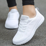 Women's Sneakers Fashion Summer Women Flat Shoes Soft Sole Breathable Woman Vulcanize Shoes Soild Color Lace Up Zapatos