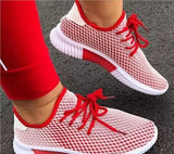 New Sneaker Women Flat Mesh Ladies Lace Up Vulcanized Shoes Casual Breathable Comfort Walking Shoes Female Plus Size