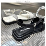 Women Sandals 2024 Luxury Designer Flat Woman Black Shoe Comfort Closed Toe Outdoor Slingbacks Shoes Leather Sandalias