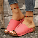 Breakj New Ladies Summer Slope And Thick Bottom Slippers Large Size Casual Fashion Simple Thick Bottom