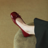 Breakj Bow Head Shallow Flat Bottom Low Heel Single Shoes Women 2025 Spring And Autumn New Patent Leather Women's Shoes Wedding