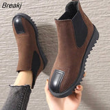 Autumn Winter New Women Chelsea Booties Flat Female Short Tube Platform Retro Plus Velvet Cotton Shoes Woman Ankle