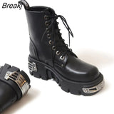 for Women 2023 Punk Style Platform Women Ankle Boots Women's Motorcycle Boot Fashion Ladies Chunky Shoes Metal Decor