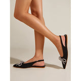 Diamond Bow Dew With Muller Pointed Flat Heel Women's Single