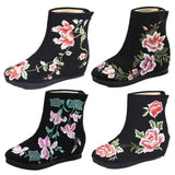 Breakj Boots Embroidered Cloth Boots Women Winter Clip Cotton And Velvet Short Boots With High Slope Heel And High Heel Embroidered