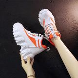 Sneakers Women Thick Bottom Wedges Vulcanized Shoes High Heels Ladies Spring Footwear Suede Leather Female Shoes