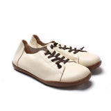 Layer Cowhide Large Size Handmade Shoes Female Farmer's Shoes Pedal Lazy Bean Shoes Retro Leather Flat