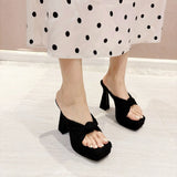 Summer New 13 Cm High Heels Thick Heel Sexy Nightclub Square Head Waterproof Sandal Female Fairy