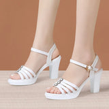 Heels, Thick Heels, Fish Mouth Sandals, Women's 2023 Summer New Thick Soles With White Large Soft Soles Open Toe