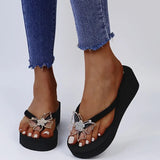 Summer Sandals Ladies Casual Flip Flops Crystal Butterfly Platform Open Toe Thick Bottom Slippers Beach Zapatos De