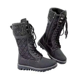 New Women Big Size Winter Snow Boots Dark Colour Warm Fur Insole Non-slip Outsole Zipper Upper Lace Up Botas De