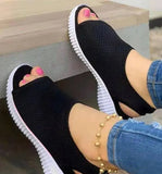 Summer Women Shoes 2022 Mesh Fish Platform Shoes Women's Closed Toe Wedge Sandals Ladies Light Casual Sandals Zapatillas