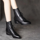 High Heels Ankle Boots Women Lace Up Pointed Toe Autumn Winter Boots Party Casual Shoes Female Size 41 42