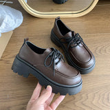 Head Small Leather Shoes Female College Wind Jk Uniform Shoes A Word Button Soft Sister Mary Jane Single Shoes Black