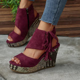 Breakj Slope Heel Sandals Women 2025 Summer Tuxedo High-Heeled Fish Mouth Loose Cake Bottom Fashion Wearing