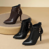 Breakj Fine-Heeled Temperament Female Boots 25 Autumn And Winter New High Heel Boots Pointed Short Boots Nude Boots Large Women's
