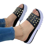 Summer Slope Heel Willow Nail Slippers Women's Flat-Bottomed Fish Mouth Sandals With Large Size