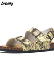 2023 New Summer Beach Cork Sandals Casual Women Outside Non-slip Black White Double Buckle Sandalias